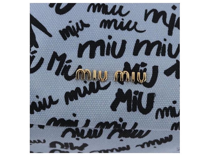 Borsa a mano Miu Miu in tela blu e oro autentica 188801SAM D'oro - vista 17