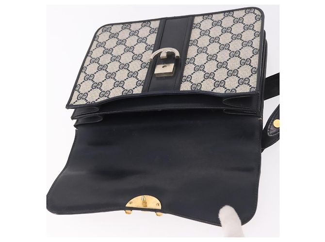 Borsa GUCCI GG Supreme in PVC Blu navy Oro Auth 190570 D'oro - vista 10