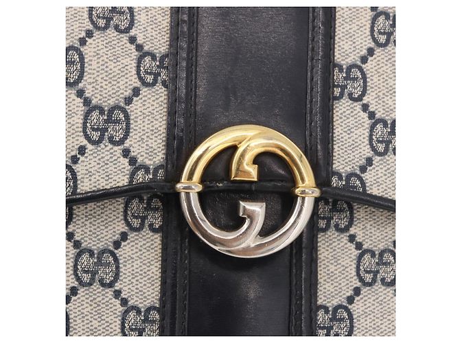 Borsa GUCCI GG Supreme in PVC Blu navy Oro Auth 190570 D'oro - vista 17