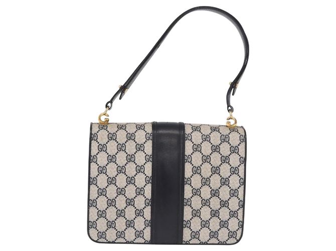 Borsa GUCCI GG Supreme in PVC Blu navy Oro Auth 190570 D'oro - vista 2