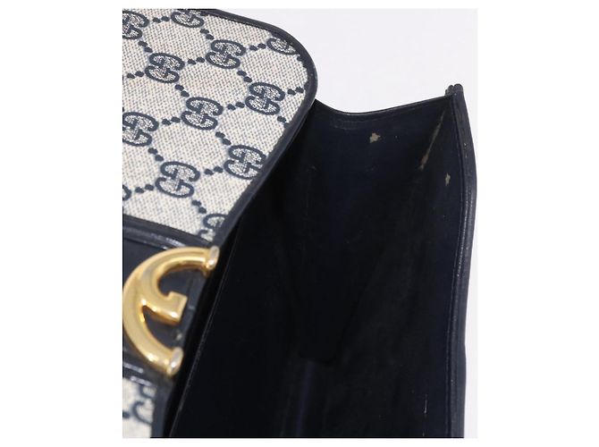 Borsa GUCCI GG Supreme in PVC Blu navy Oro Auth 190570 D'oro - vista 23
