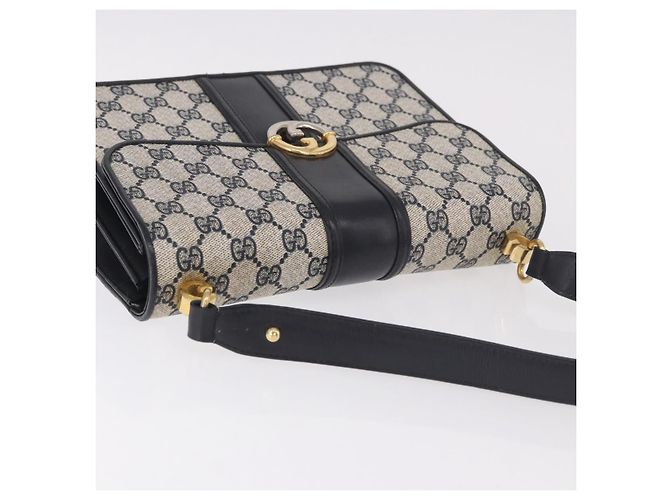 Borsa GUCCI GG Supreme in PVC Blu navy Oro Auth 190570 D'oro - vista 6