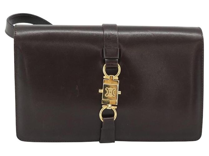 16 Céline Borsa a tracolla CELINE in pelle marrone oro Auth ka5038 D'oro - vista 13