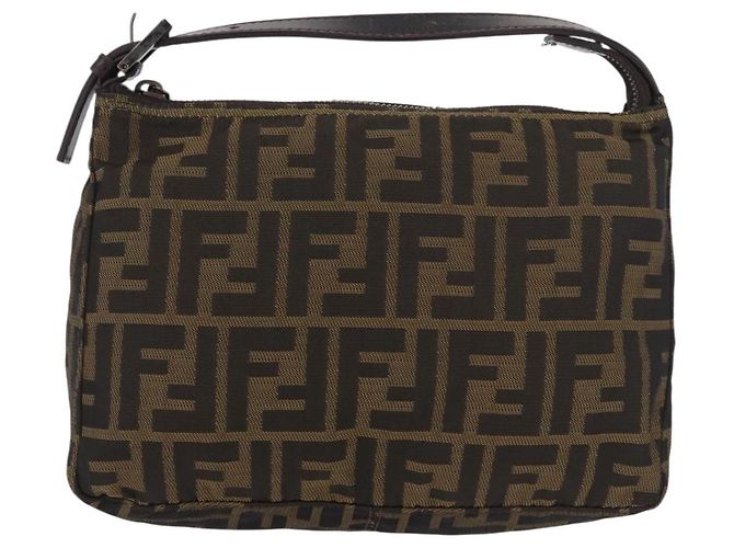 FENDI Pochette Accessori Zucca Marrone Argento 8N0005 Auth 189182 - vista 13
