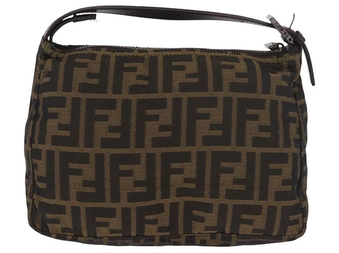FENDI Pochette Accessori Zucca Marrone Argento 8N0005 Auth 189182 - vista 2
