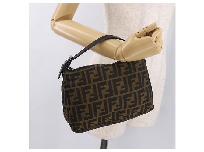 FENDI Pochette Accessori Zucca Marrone Argento 8N0005 Auth 189182 - vista 20