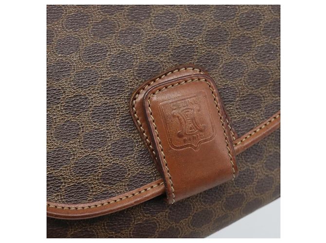 Céline CELINE Macadam Canvas Shoulder Bag PVC Leather Brown Gold Auth 189670 Golden - view 17