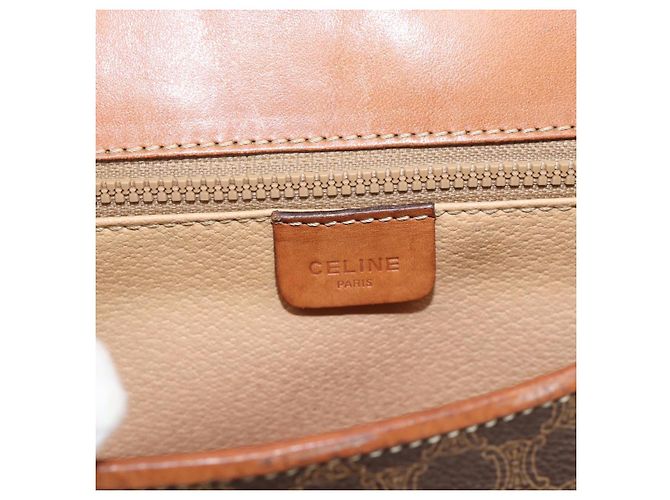Céline CELINE Macadam Canvas Shoulder Bag PVC Leather Brown Gold Auth 189670 Golden - view 18