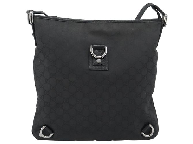 Borsa a Spalla GUCCI GG Canvas Nylon Nero Argento 268642 Auth 189865A - vista 13