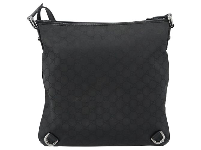 Borsa a Spalla GUCCI GG Canvas Nylon Nero Argento 268642 Auth 189865A - vista 2