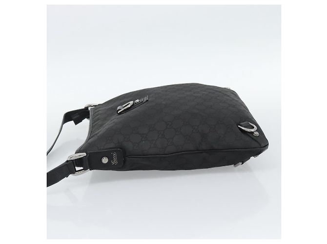 Borsa a Spalla GUCCI GG Canvas Nylon Nero Argento 268642 Auth 189865A - vista 3