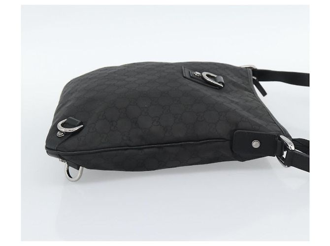 Borsa a Spalla GUCCI GG Canvas Nylon Nero Argento 268642 Auth 189865A - vista 4