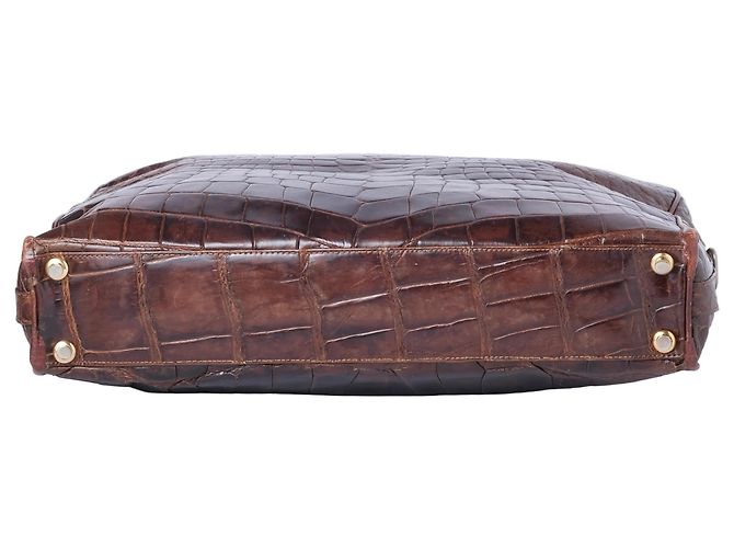 Autre Marque Bolsa de mão com alça superior em couro de crocodilo marrom Pierre Cardin - vista 4