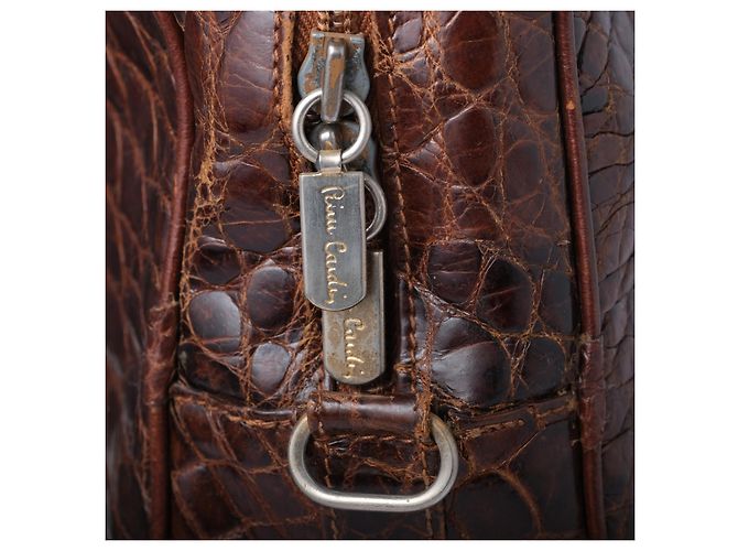 Autre Marque Bolsa de mão com alça superior em couro de crocodilo marrom Pierre Cardin - vista 8