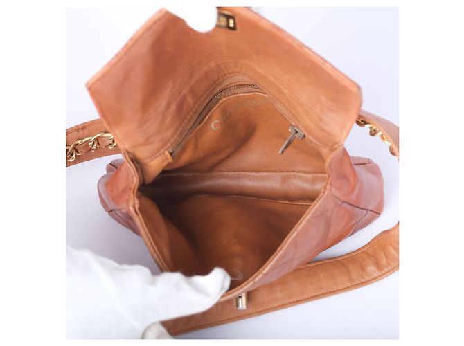 Marsupio in agnello con logo CC Chanel Camel Cammello - vista 8