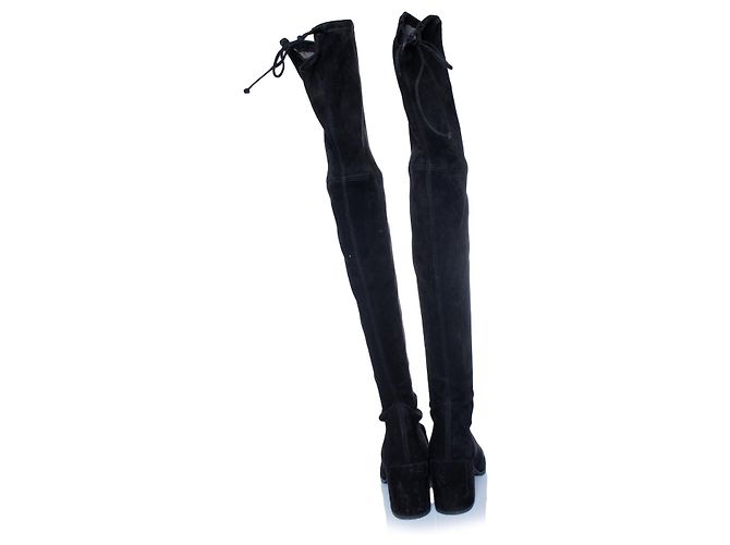 Stuart Weitzman, Overknee-Stiefeletten aus Wildleder mit Absatz Schwarz - Ansicht 3