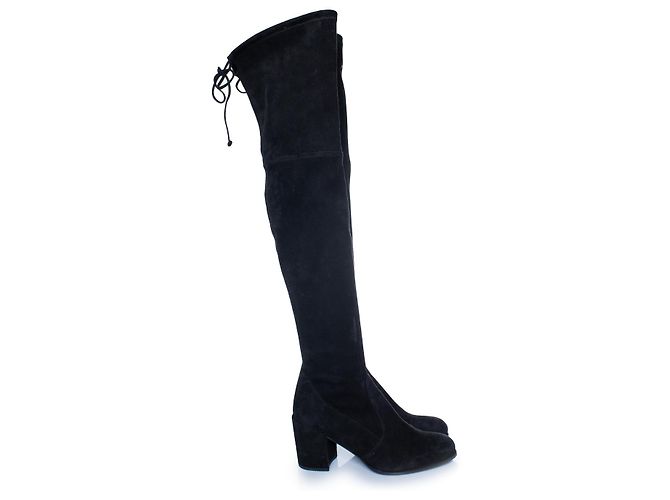 Stuart Weitzman, Overknee-Stiefeletten aus Wildleder mit Absatz Schwarz - Ansicht 4