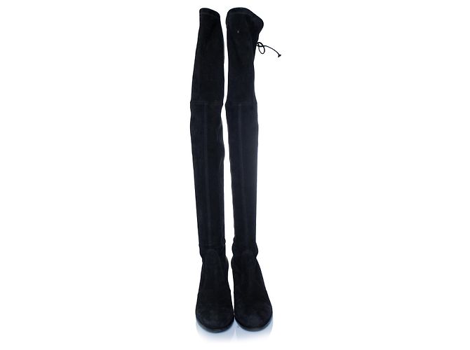 Stuart Weitzman, Overknee-Stiefeletten aus Wildleder mit Absatz Schwarz - Ansicht 5