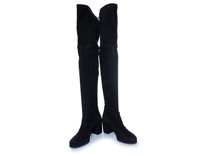 Stuart Weitzman, Overknee-Stiefeletten aus Wildleder mit Absatz Schwarz - Ansicht 6