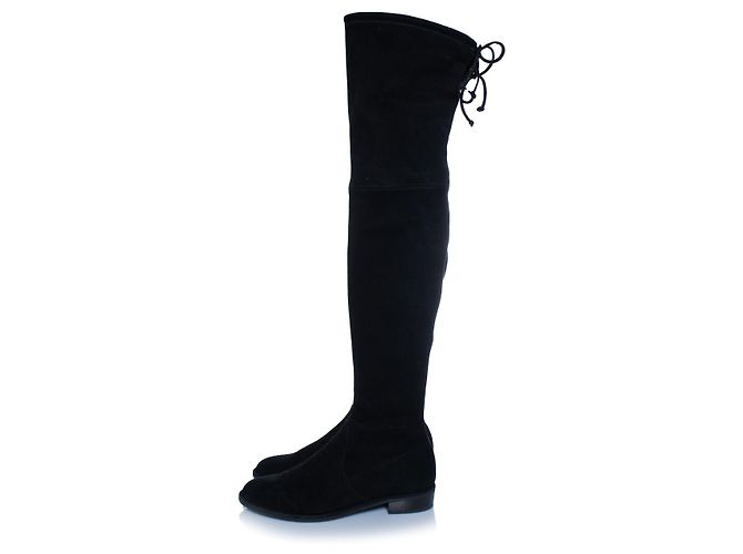 Stuart Weitzman, Wildleder-Stiefel über dem Knie Schwarz - Ansicht 2