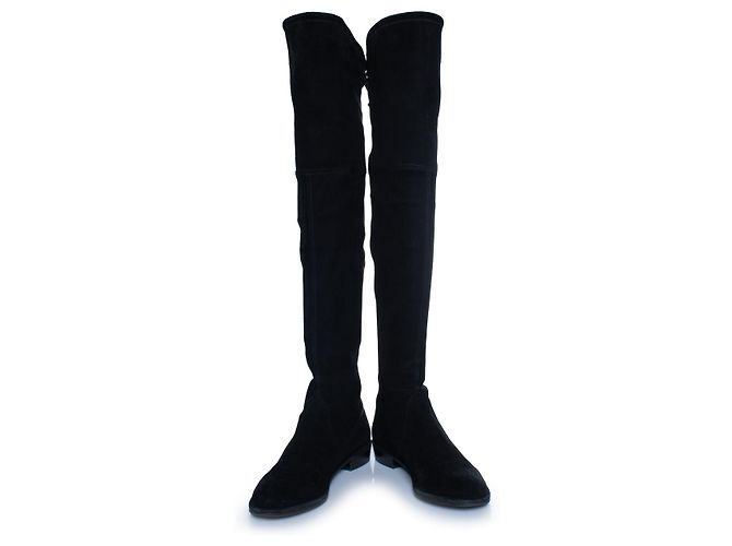 Stuart Weitzman, Wildleder-Stiefel über dem Knie Schwarz - Ansicht 6