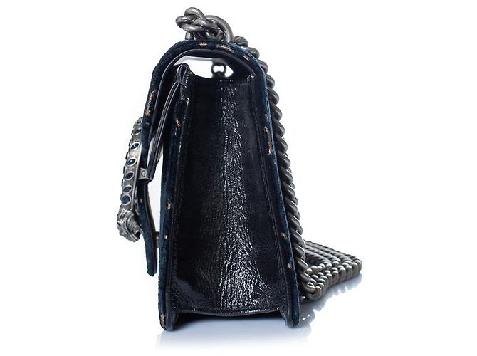 Gucci, Dionysus GG Tasche aus blauem Samt - Ansicht 5