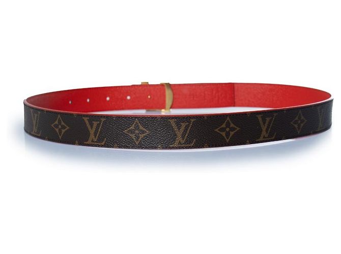 Louis Vuitton, cinturón con hebilla monogram reversible Castaño Roja - vista 3