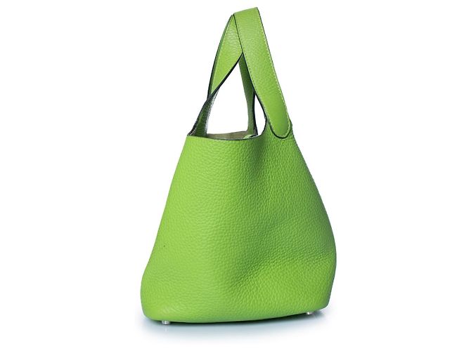 Hermès Borsa Picotin 18 in pelle clémence vert cru Hermes Verde - vista 2