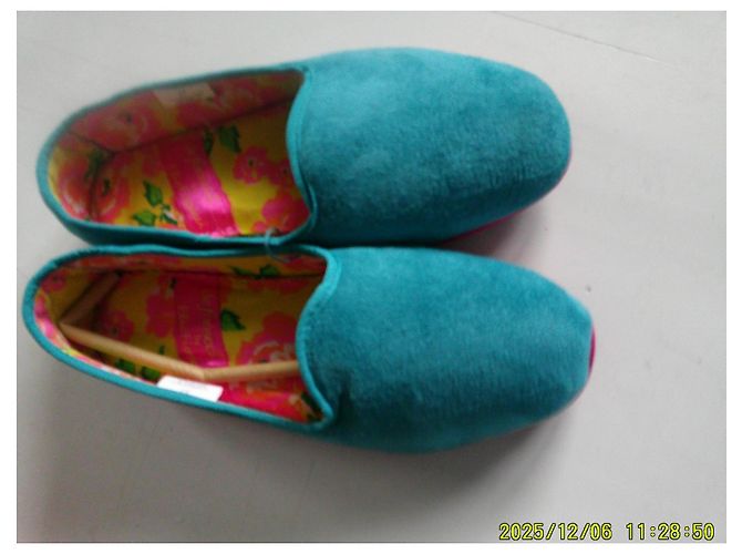 Autre Marque Fiorucci Mocassini Camoscio Blu Fodera Floreale - vista 2