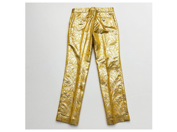 Tory Burch Metallic Seidenmischung Jacquard Verzierte Oberteil & Hose Set – Neu - Ansicht 11
