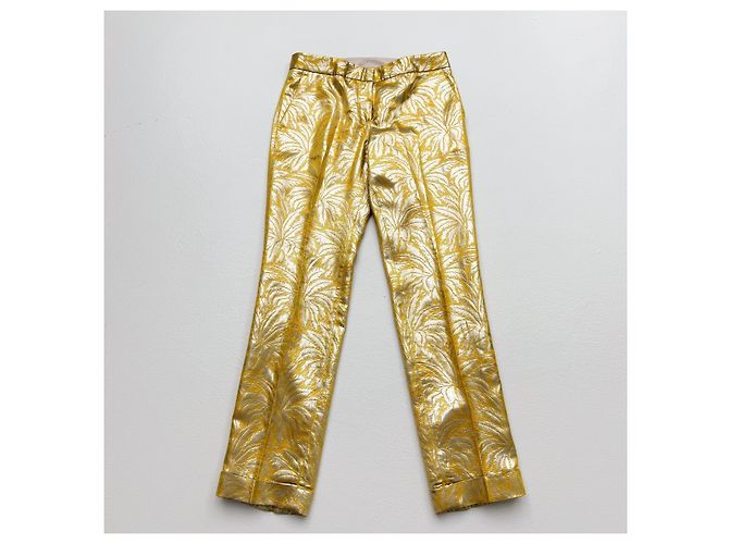 Tory Burch Metallic Seidenmischung Jacquard Verzierte Oberteil & Hose Set – Neu - Ansicht 12