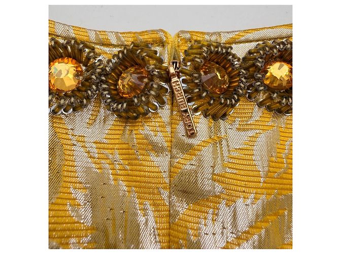 Tory Burch Metallic Seidenmischung Jacquard Verzierte Oberteil & Hose Set – Neu - Ansicht 9