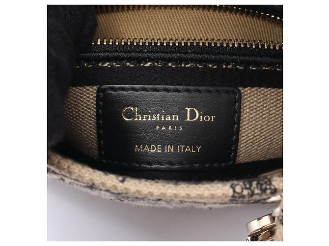 Christian Dior Dior LADY D-LITE Mini 2-Way Handbag Nero Beige - vista 4