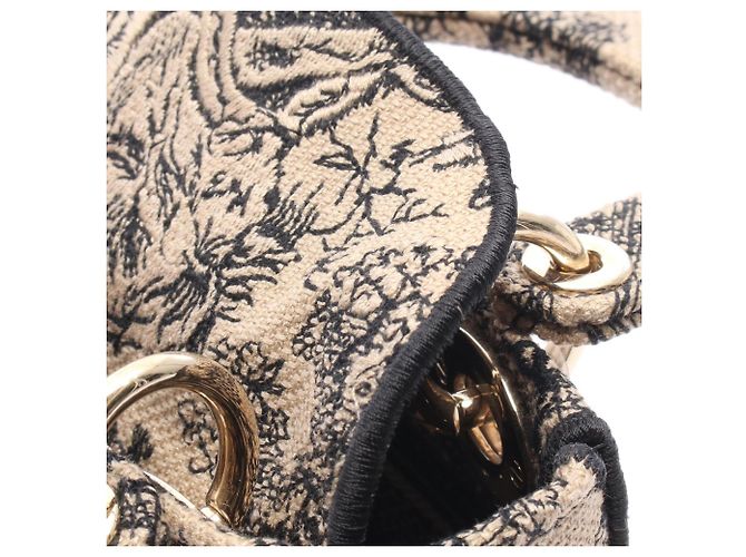 Christian Dior Dior LADY D-LITE Mini 2-Way Handbag Nero Beige - vista 7