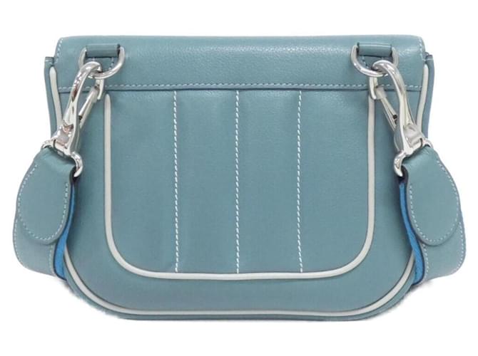 Borsa a tracolla Hermès Berline MINI Blu Blu chiaro - vista 2