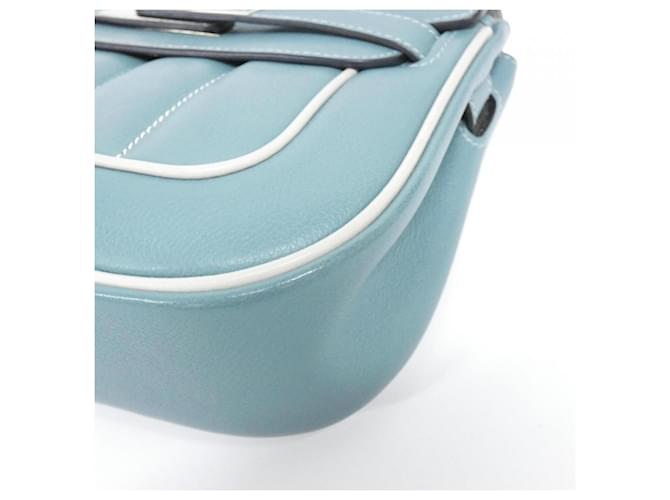 Borsa a tracolla Hermès Berline MINI Blu Blu chiaro - vista 3