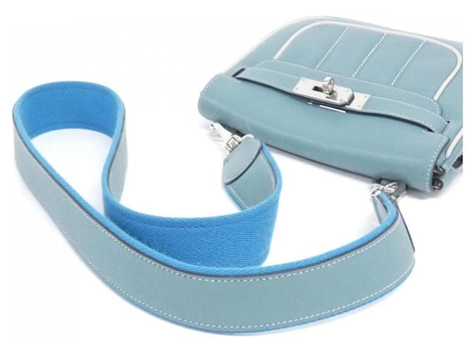 Borsa a tracolla Hermès Berline MINI Blu Blu chiaro - vista 6