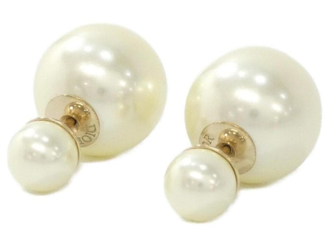 Boucles d'oreilles Christian Dior Tribal E0078MIDRS Blanc Doré - vue 2
