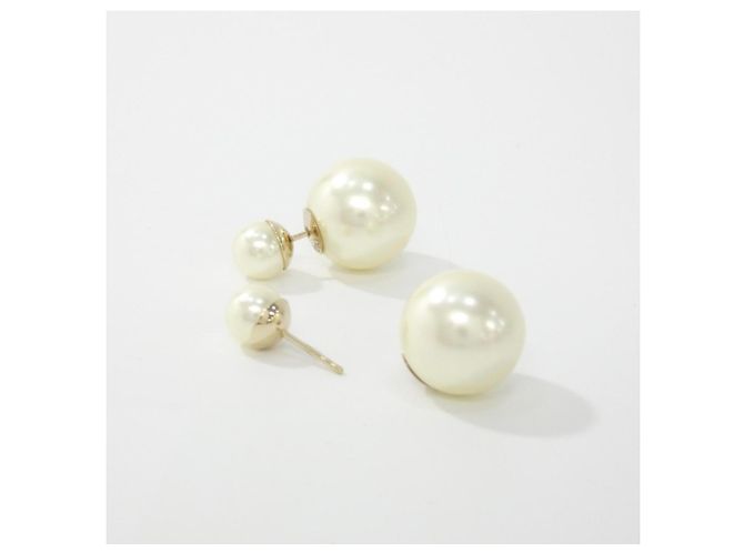 Boucles d'oreilles Christian Dior Tribal E0078MIDRS Blanc Doré - vue 3
