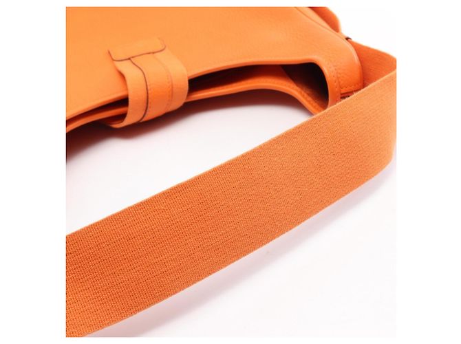 Borsa a tracolla in pelle Taurillon Clemence arancione Hermès - vista 11