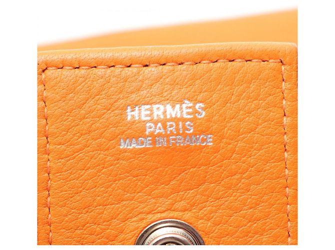 Borsa a tracolla in pelle Taurillon Clemence arancione Hermès - vista 4