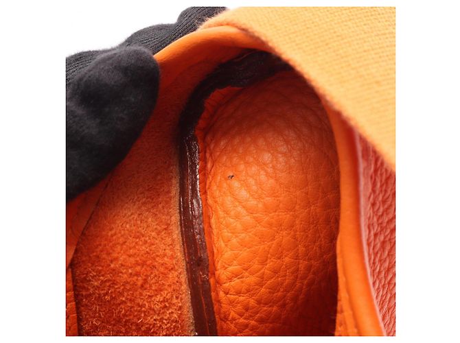 Borsa a tracolla in pelle Taurillon Clemence arancione Hermès - vista 6