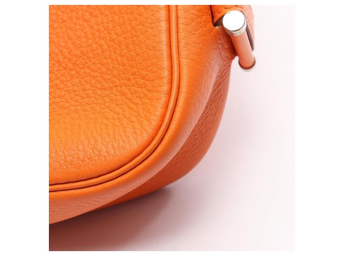 Borsa a tracolla in pelle Taurillon Clemence arancione Hermès - vista 8