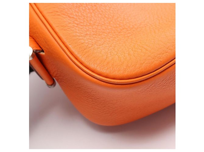 Borsa a tracolla in pelle Taurillon Clemence arancione Hermès - vista 9