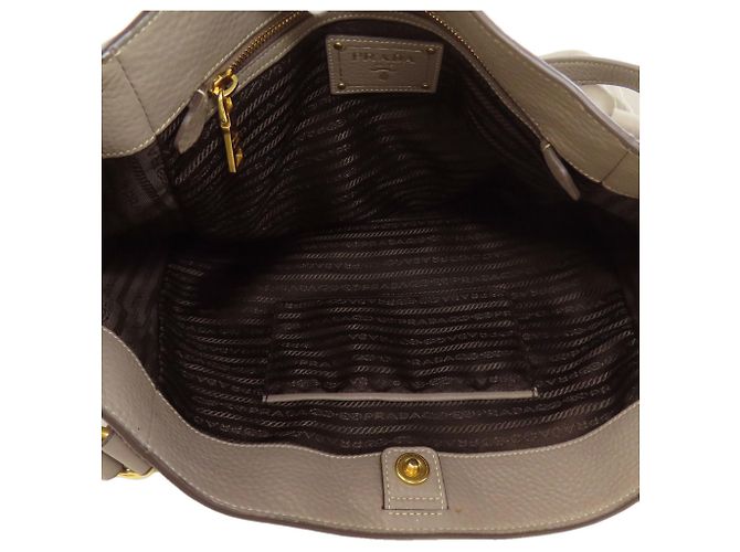 Prada Tote Bag aus grauem Kalbsleder Braun - Ansicht 5