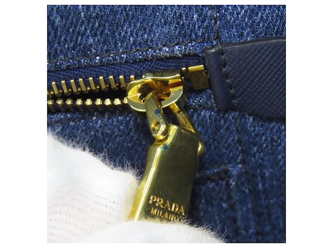 Borsa Prada Canapa Denim Blu - vista 11