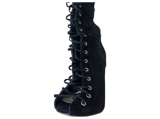 Autre Marque Tony Bianco Ariette Schwarze Wildleder-Schnürstiefel Overknee - Ansicht 5