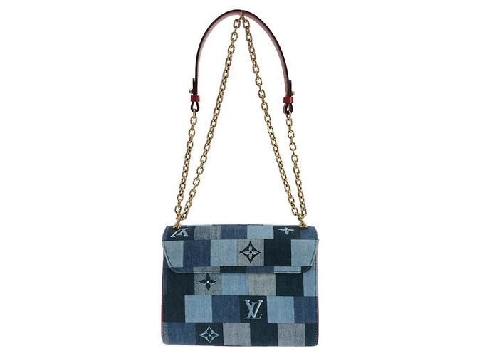 Borsa a Spalla Louis Vuitton Denim Monogram Twist MM Rosso Blu - vista 2