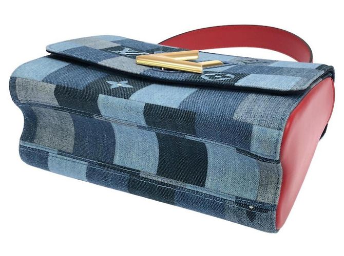 Borsa a Spalla Louis Vuitton Denim Monogram Twist MM Rosso Blu - vista 3