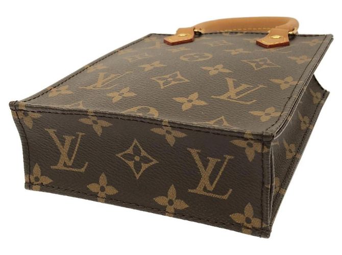 Borsa Louis Vuitton Monogram Petite Sac Plat Marrone - vista 3